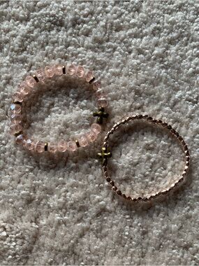 {Handmade} Pink Beaded Bracelet Set